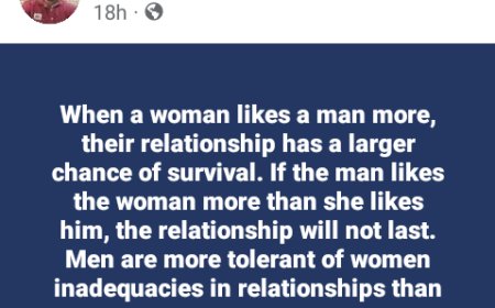 When a woman likes a man more, their relationship has a larger chance of survival - Nigerian man says