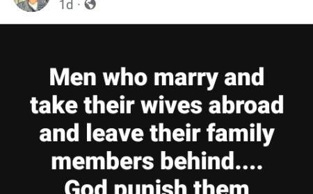 God pun!sh men who take their wives abroad after marriage and leave their family members behind - Ghanaian man says