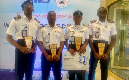 Four cadets from the Nigeria Maritime University, represented the institution In celebration of World Maritime Day organized by (NIMASA)