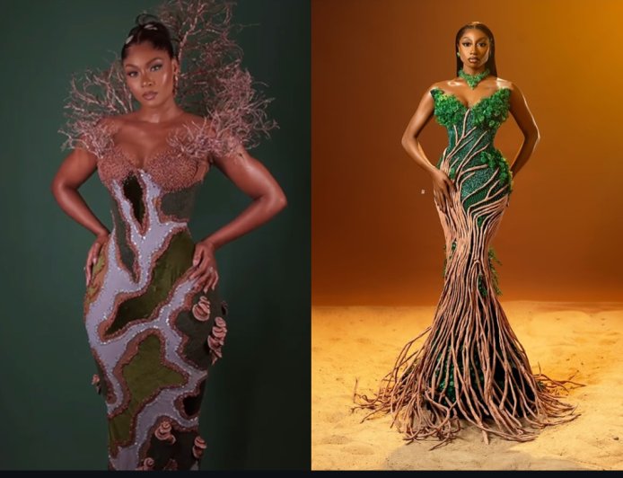 Actress, Osas Ighodaro and BBNaija star Doyin stun in nature-inspired looks at AMVCA 2025 (Pictures)