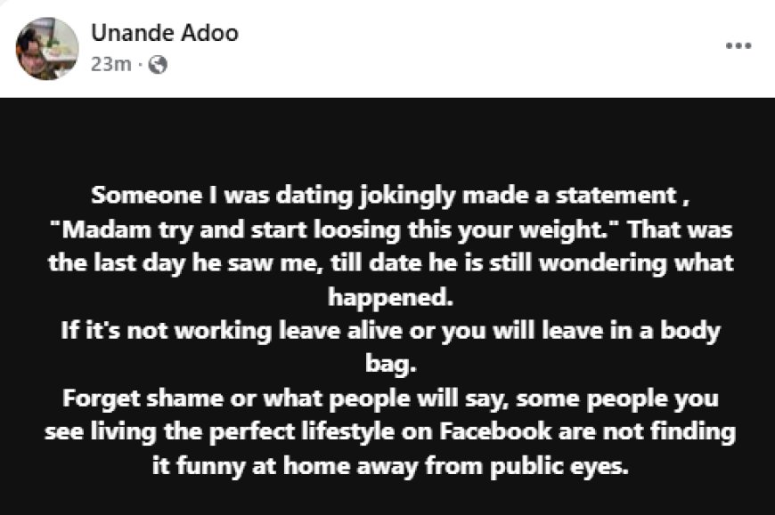 He jokingly told me to try and start loosing weight - Nigerian woman reveals why she ended a relationship
