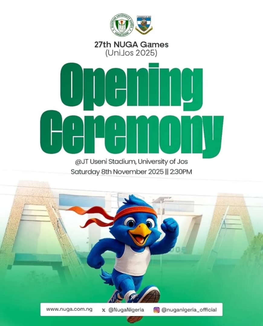 The opening ceremony of the 27th Nigerian University Games Association (NUGA) Games kicked off today at the University of Jos, Plateau State.