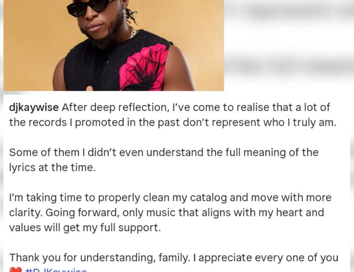 “Some songs I promoted don’t reflect who I truly am” — DJ Kaywise speaks on cleaning up his catalog, stirs concern