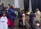 Former President, Olusegun Obasanjo, 89, wows guests as he jumps off podium at an event (video)