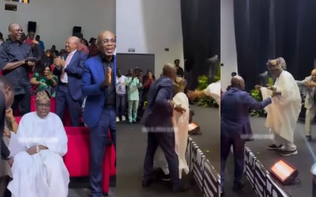 Former President, Olusegun Obasanjo, 89, wows guests as he jumps off podium at an event (video)