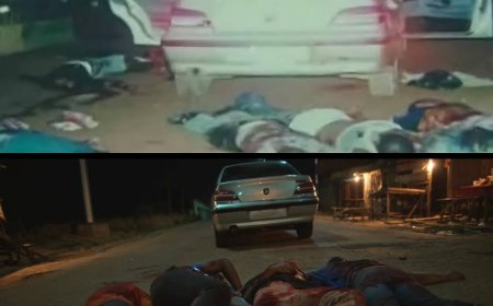 Real life photo of Apo Six victims lying de@d after they were k!lled by police VS film still from The Night of June 7th